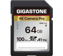 GIGASTONE 64GB SDXC atmiņas karte, 4K Camera Pro, līdz 100MB/s, paredzēta Canon Olympus digitālajām kamerām, 4K UHD video ierakstīšana UHS-I U3 V30 Class 10