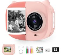 Rongta Kids Camera Instant Print, digitālā kamera bērniem bez tintes papīra un 32G TF kartes, selfiju video kamera ar DIY krāsojamiem zīmuļiem, smieklīga dāvana meitenēm un zēniem no 3 personām