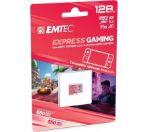 EMTEC, MicroSDXC 128GB UHS-I U3 V30 A1 Express Gaming, saderīgs ar Nintendo Switch 2, liels ātrums līdz 880 Mb/s, paplašināta atmiņa, ideāli piemērots video spēlēm un lietojumprogrammām