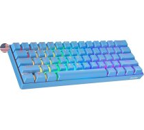Geeky GK61 60% | Mehāniskā spēļu tastatūra | 61 taustiņš ar daudzkrāsu RGB LED fona apgaismojumu PC/Mac spēlētājiem | ANSI US American izkārtojums (zils, mehānisks, sarkans)