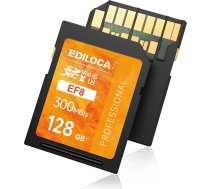 V60 UHS-II SD karte 128 GB, SDXC atmiņas karte ar ātrumu līdz 300 MB/s nolasīšanai, 100 MB/s ierakstīšanai 4K/6K video un profesionālai fotogrāfijai (U3, V60, 10. klase, UHS-II SD karte) - EF8_128GB