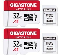 Gigastone Gaming Plus 32GB MicroSDHC atmiņas karte, 2 eksaktās kameras un droni, nolasīšanas ātrums līdz 90MB/s, Full HD video ierakstīšana, Micro SD karte UHS-I A1 U1 Class 10