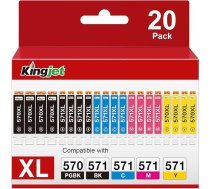 KINGJET 570 571 Savietojams ar Canon TS5050 Printera kasetnes priekš Canon 571 570 PGI-570 CLI-571 XL priekš Pixma MG5750 TS5000 TS5055 TS5051 MG6850 TS5053 MG5753 MG5751 TS805 0 MG7750 MG6853 MG6852