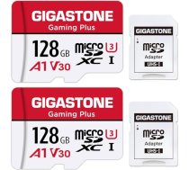 GIGASTONE Gaming Plus 128GB MicroSDXC atmiņas karte Nintendo Switch 1, līdz 100/50MB/s. UHS-I A1 A1 U3 V30 10. klases, 4K UHD video Micro SD karte