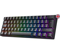 GK61 Hot-Swap mehāniskā spēļu tastatūra - 62 taustiņi ar daudzkrāsainu RGB LED apgaismojumu PC/Mac spēlētājiem - ISO UK izkārtojums (Gateron Optical Silver, melna)
