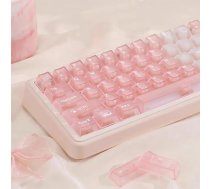136 taustiņu rozā caurspīdīgo taustiņu vāciņu komplekts UV Transfer Cherry Profile Keycap Fit for 61/64/87/104/108 Cherry Mx Switch Mechanical Keyboard