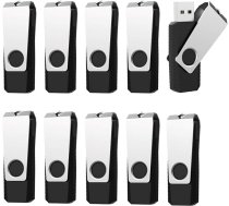 RAOYI 10Pcs 4GB Bulk USB 2.0 Flash Drives Swivel Thumb Drives Jump Drive Memory Stick Zip Drive ar Led indikatoru (melns)