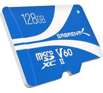SABRENT Micro SD karte 128GB V60 Rocket, microSDXC SD atmiņas karte, 8K video, A1, saderīga ar UHS-II (SD-MT60-128GB)