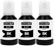 Supply Guy Pigmenta melnā tinte, kas saderīga ar Epson 111 priekš EcoTank ET-M1100 ET-M1120 ET-M1140 ET-M1170 ET-M1180 (3 x 127 ml tintes pudeles)