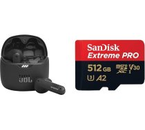 JBL Tune Flex TWS Waterproof & SanDisk Extreme PRO microSDXC UHS-I atmiņas karte 512 GB + adapteris & RescuePRO Deluxe (viedtālruņiem)