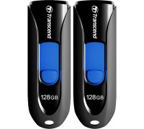 Transcend 128GB JetFlash 790 USB 3.1 Gen 1 USB zibatmiņas karte TS128GJF790K Mazumtirdzniecības iepakojumā, melnā krāsā (2 gab.)