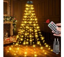 Ziemassvētku eglīte ar tālvadības pulti - 2 m 12 virves 240 LED ūdensizturīga Ziemassvētku eglītes apgaismojums ar gredzenu Iekštelpu un āra Ziemassvētku apgaismojums 8 režīmi Atmiņas taimera funkcija Ziemassvētku eglītes rotājumi
