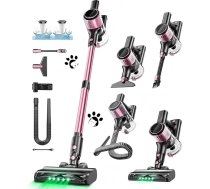 Akumulatora putekļsūcējs, 45 KPA/500 W/45 minūtes bezvadu putekļsūcējs ar LED displeju, pretiepināšanās suka, izvelkamā šļūtene, 6 līmeņu filtrēšanas sistēma, zaļā gaisma cietajām grīdām, paklājiem, mājdzīvniekiem