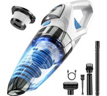Rokas putekļsūcējs ar 25000Pa jaudu, bezvadu putekļsūcējs ar HEPA filtru un uzgaļiem - viegls automašīnas putekļsūcējs dzīvnieku spalvām, paklājiem, mājām, birojam, virtuvei (balts)