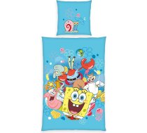 Herding SpongeBob Squarepants gultas veļa, spilvendrāna apmēram 80 x 80 cm, sega apmēram 135 x 200 cm, ar rāvējslēdzēju un apgriežamu motīvu, 100 % kokvilna/Renforcé