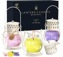 Aromātiskās sveces, 3 sveces dāvanu komplekts sievietēm un vīriešiem, sojas vaska aromterapijas sveces mini laternā ar lavandas/citrona/ķiršu ziedu aromātu Mātes dienai, Ziemassvētkiem, Valentīna dienai, jogai (3 x 3,5 oz)
