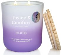 M&SENSE aromātiskā sveces, lavandas un dzintara aromātiskās sveces stikla traukā, 400 g liela sojas sveces ar diviem daktiņiem, 80 stundu degšanas laiks, aromterapijas sveces jogai, spa, meditācijai, dāvana draudzenei, sievai