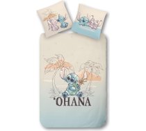 Gultas veļa 135 x 200 cm, bērnu gultas veļa ar Ohana Lilo & Stitch motīvu meitenēm un zēniem, pusaudžu gultas veļa, 100 % kokvilna, 1 x spilvendrāna 80 x 80 cm + sega 135 x 200 cm