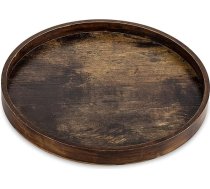 Hanobe dekoratīvais paplātes koka paplātes pasniegšanas paplātes: Vintage brūns dekoratīvais plāksne apaļā rustikāla koka plāksne 30 cm matēta lauku mājas dekoratīvie paplātes sveču paplātes virtuvei kafijas galdiņš sveces galda