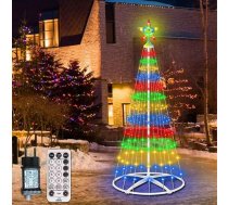 Ziemassvētku eglīte metāla konusa formā ar 156 LED gaismas eglīti, 12 režīmi LED Ziemassvētku eglīte āra apgaismojumam, 3 taimera režīmi Ziemassvētku eglītes pasaku gaismas, dimmerējams Ziemassvētku eglītes apgaismojums iekštelpu un āra