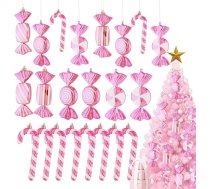 Lanpn 14 gab. 16,5 cm Candy Cane Ziemassvētku eglītes rotājumi Lieli milzu Candy Canes Ziemassvētku rotājumi Rožu balti saldumi Ziemassvētku rotājumi, Candy Ziemassvētku eglītes rotājumi ballītei