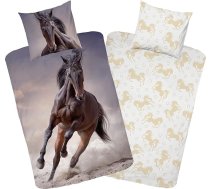Zirgu gultas veļas komplekts 135 x 200 cm Pusaudžu zirgu motīva spilvendrāna 80 x 80 cm + sega 135 x 200 cm 100% kokvilna Meiteņu gultas veļa Zēnu gultas veļa