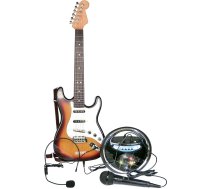 BONTEMPI - Rockmaster elektroniskā ģitāra ar bezvadu pastiprinātāju, 6 metāla stīgām, 8 iepriekš ierakstītām dziesmām, kondensatora mikrofonu, USB un bezvadu savienojumu 670 mm