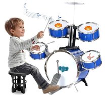 Bērnu bungu komplekts Bungu komplekts 5 bungas ar tabureti, mūzikas instrumenti no 3 gadu vecuma, izglītojoša rotaļlieta 3, 4, 5, 6 gadu vecuma bērniem un vecākiem
