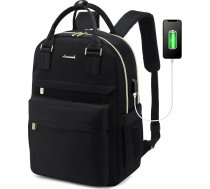 Lovevook sieviešu mugursoma ar nodalījumu 15,6 collu klēpjdatoram, meitenēm/pusaudzēm, ar USB uzlādes portu, ūdensizturīga skolas soma, dienas soma, eleganta, skolai/universitātei/ceļojumiem/darbam, melna
