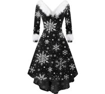 Ziemas kleita sievietēm Sieviešu svētku Ziemassvētku karēta apdruka Plīša V-izgriezums Augsta-zema svārstīga garām piedurknēm kleita Eleganta Ziemassvētku kleita Slim A-silueta tunika Vakarkleitas Vakara kleitas Kokteiļu kleitas