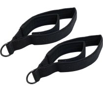 Double Loop Pilates kāju siksnas Reformer fitnesa aprīkojumam, 2 gab. komplekts, kokvilnas audums ar polāra flīsa apdari, D-veida gredzeni, kas piemēroti lielākajai daļai Pilates gultu, melnā krāsā