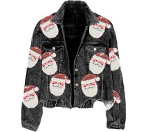 Ziemas jaka Cord Ziemassvētku vecītis ar fliteriem, daudzkrāsaina jaka, beisbols