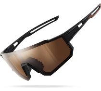 suoso Velo brilles Vīriešiem Polarizētas sporta saulesbrilles Sievietēm Skriešanas brilles Apņemošas saulesbrilles MTB brilles Slēpošanas saulesbrilles Velo brilles Āra aktivitātēm, melnas/brūnas
