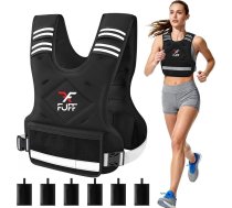 FUFF regulējama svara veste pieaugušajiem, 9,1–14,5 kg veste ar 6 dzelzs smilšu svaru spēka treniņiem, liela svara veste ar atstarojošām strīpām vīriešiem un sievietēm