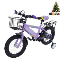 14 collu bērnu velosipēds Uzlabots bērnu velosipēds ar stabilizatoriem, aizmugurējo sēdekli, grozu, regulējamo augstumu, bērnu velosipēds 3–6 gadu vecumam, jauniešu velosipēds, meiteņu velosipēds āra aktivitātēm
