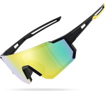 suoso Velo brilles vīriešiem Polarizētas sporta saulesbrilles sievietēm Skriešanas brilles Apņemošas saulesbrilles MTB brilles Slēpošanas saulesbrilles Velo brilles Āra aktivitātēm, melnas/zelta