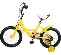 16 collu bērnu velosipēds, augstuma regulējams bērnu velosipēds ar stabilizatoriem un grozu, pedāļu velosipēds, iesācēju velosipēds, bērnu ratiņi, velosipēds bērniem no 5 līdz 8 gadiem, dzeltens