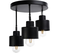 LISA sienas un griestu gaismeklis, jauda maks. 3x60 W, E27, melns, apaļa pamatne, daudzlīmeņu, pārvietojamas lampas galviņas.