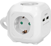 Pagarinātājs 4gang 2P+Z (Schuko), 2xUSB lādētājs, 1,4m H05VV-F 3x1,5mm2, balts