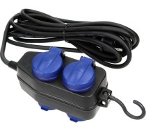 Pagarinātājs IP44, 4 kontaktligzdas (2+2) 2P+Z IP44, schuko, gumijas kabelis, H05RR-F 3x1.5mm?, 5m
