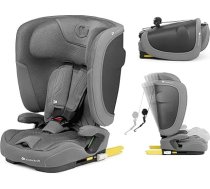 Kinderkraft FIX2GO i-size bērnu sēdeklītis 76-150 cm ar ISOFIX pamatni līdz 12 gadu vecumam, drošības sistēmas, Premium polsterējums, noliektais, pelēks