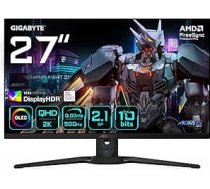 Gigabyte AORUS FO27Q5P OLED QHD spēļu monitors - 2560 x 1440, 500 Hz, 0,03 ms, KVM, 300 cd/m², FreeSync Premium Pro, DisplayHDR True Black 500, DisplayPort 2.1