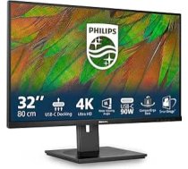 Philips 32B1U3900-32 collu UHD monitors, regulējams augstums, skaļrunis (3840 x 2160, 60 Hz, HDMI, DisplayPort, USB-C (90 W PD), USB ligzda, RJ45, melns
