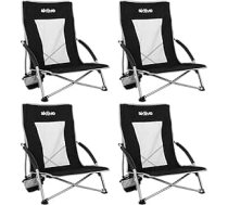 AKTIVE 4 iepakojuma saliekamie kempinga krēsli 50 x 51 x 67 cm Tērauda rāmis Elpojošs audums Polsterēti roku balsti ar sānu paliktņiem Max 110kg Pārnēsāšanas futrālis (85500)