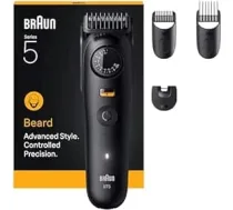 Braun 5. sērijas bārdas trimmeris, +4 veidošanas ierīces, īpaši ass asmens, 120 minūšu darbības laiks, precīzas regulēšanas un fiksēšanas precizitātes ritenis, BT5520, melns