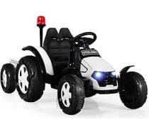 DREAMADE Elektriskais traktors bērniem, bērnu elektriskais traktors ar noņemamu piekabi un tālvadības pulti, pedāļu traktors ar LED gaismām, mūziku, skaņas signālu un USB, bērniem no 3 gadu vecuma (balts)