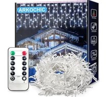 Pasaku gaismas Icicle āra 10 m 400 LED gaismas aizkars LED ar tālvadības pulti, IP65 ūdensizturīgs 8 režīmi iekštelpu āra Ziemassvētkiem, guļamistabai, ballītei, kāzām, kāzām, balkonam, dārza dekorēšanai