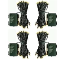 DBFAIRY Pack of 4 Ziemassvētku virtenes gaismas, 5 m 50 LED zaļš vads pasaku gaismas, darbojas ar akumulatoru ar automātisko taimeri, 8 režīmi iekštelpu āra puses rotājumiem