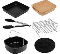 22 cm gaisa fritēžu piederumu komplekts Cosori Turboblaze Airfryer XXL 5,5 L 6 L 6,2 L Bez BPA 6 piederumu komplekts Philips Airfryer XXL 7,3 L 8,3 L Gaisa fritēžu piederumi Tefal 6,5 L, Cecotec 6