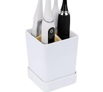 Linkidea Elektriskās zobu birstes turētājs dušai, plastmasas zobu birstes turētājs, 4 slotu statīvs, saderīgs ar Oral-B iO Series, Philip Sonicare ProtectiveClean (balts)